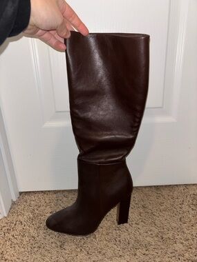 Women's Tall Brown Leather Knee-High Boots